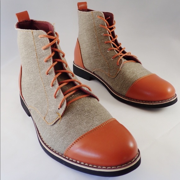 canvas leather boots